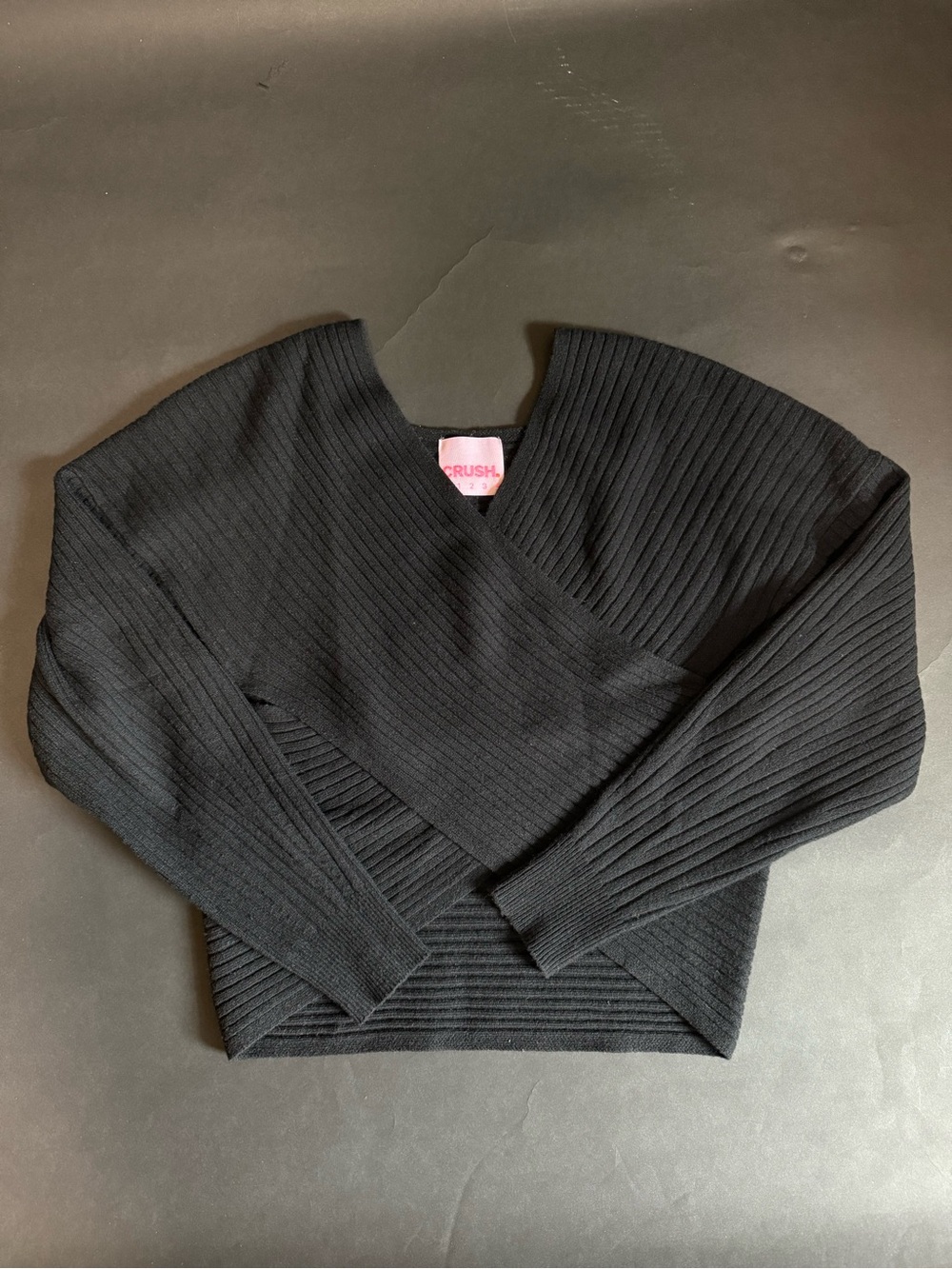 CRUSH Cashmere Black Ribbed Wrap Sweater - Women's